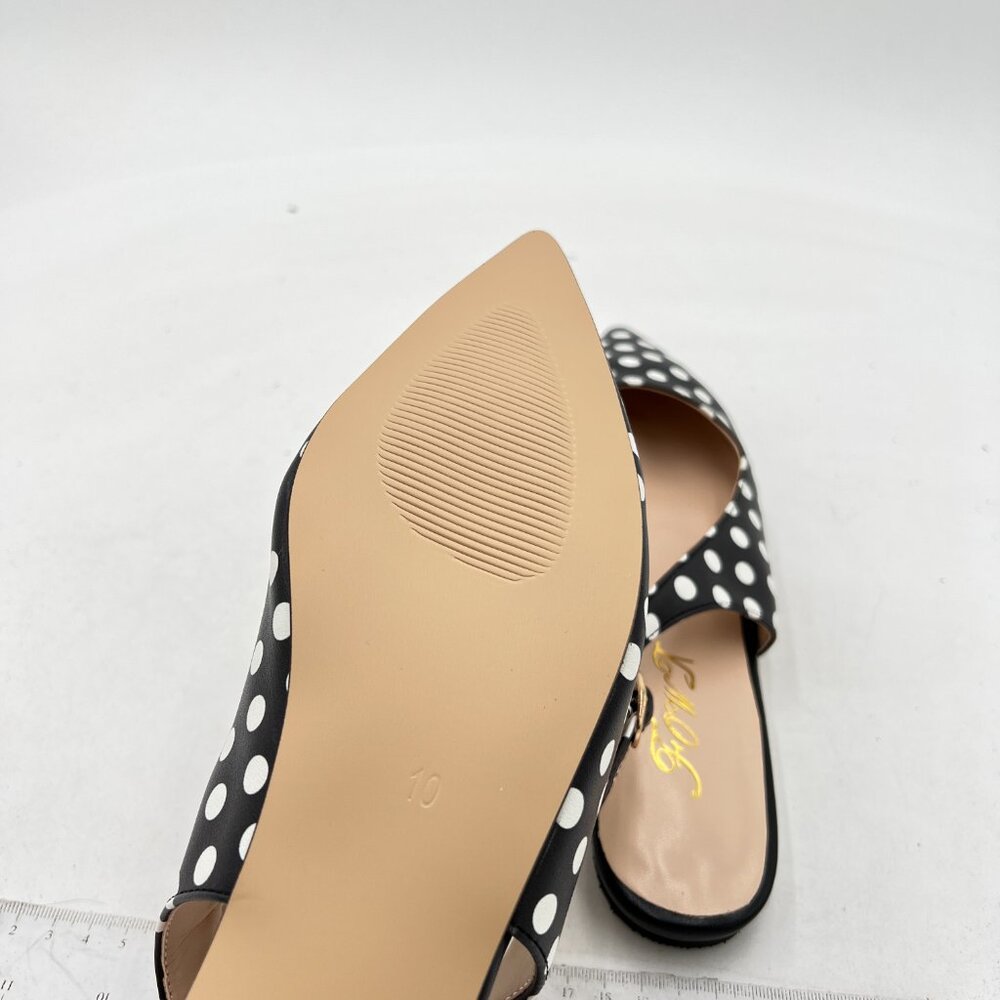 FOWT Black Polka Dots Pointed Toe Slingback Buckle Strap Womens Flats Daily Shoe - Picture 5 of 8